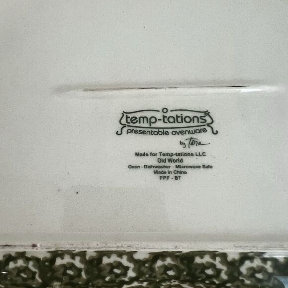 Temptations Presentable Ovenware by Tara~Old World~Serving Platter Ceramic Green - Picture 3 of 5